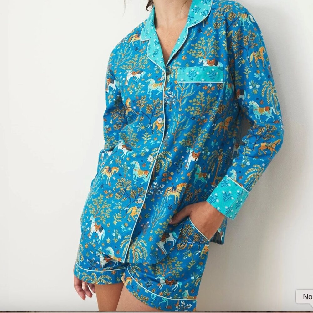 Show Pony - Long Sleeve Top & Shorts Set - Steel Blue